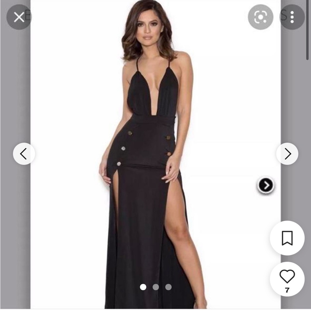 House Of CB 'Farrana' Double Split Black Dress NWOT